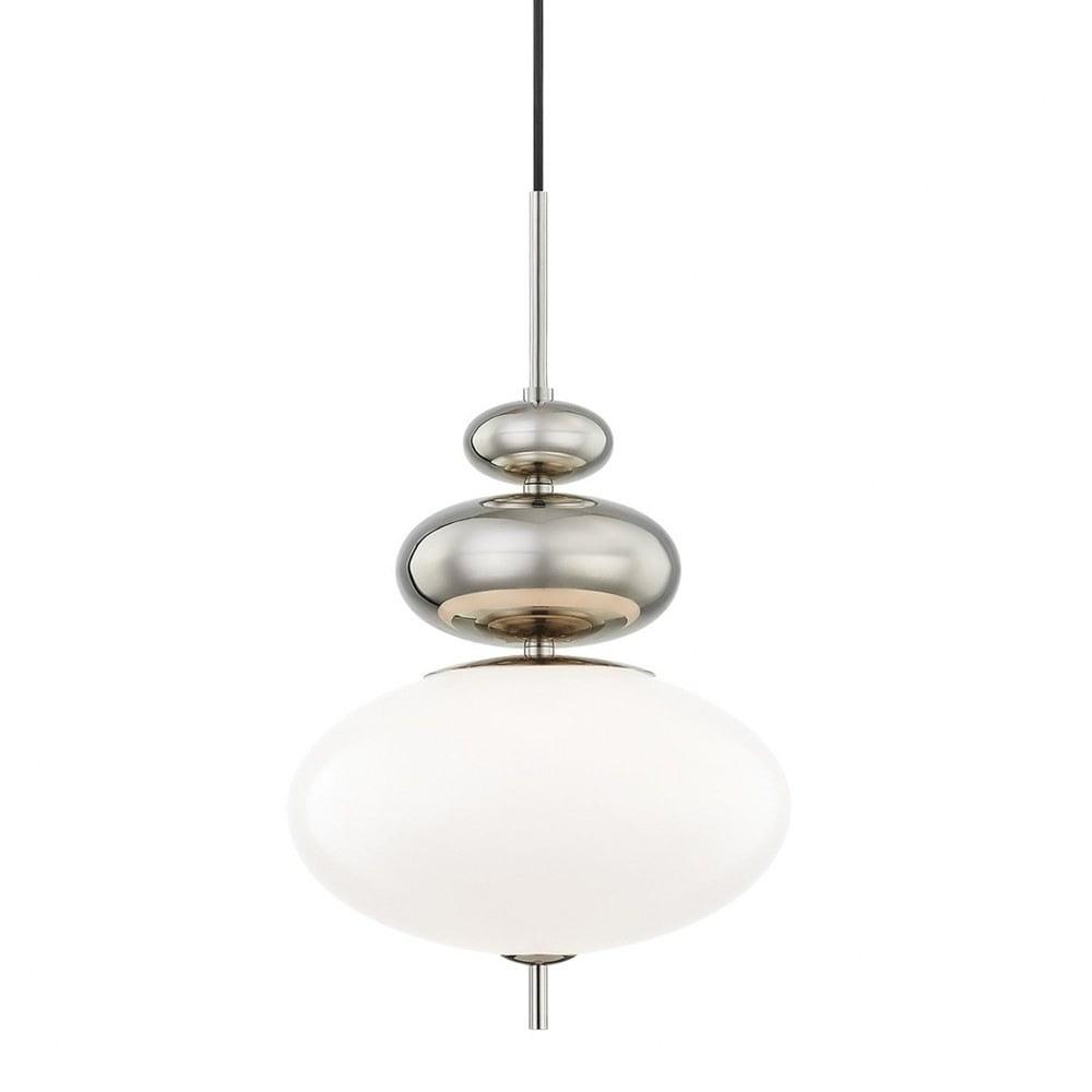 Elsie Polished Nickel 1-Light Pendant with Opal Glossy Glass Shade