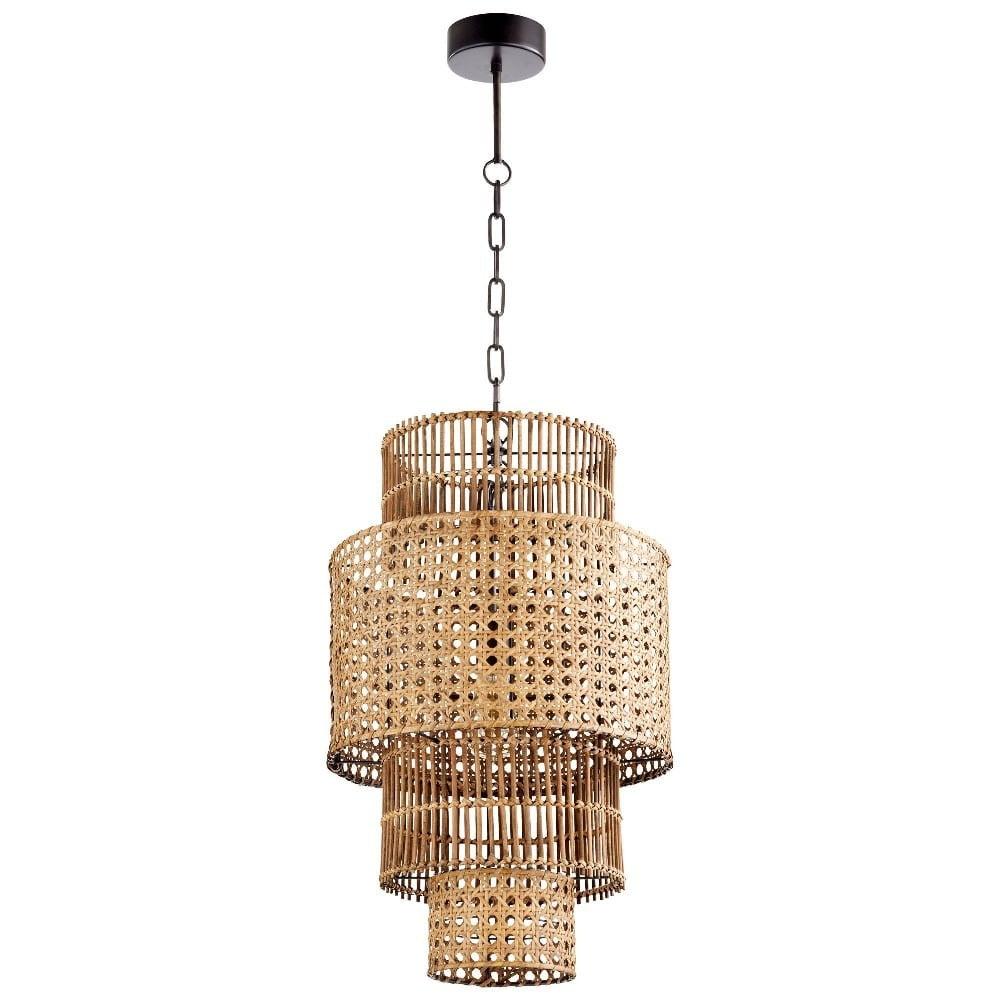 Wickham Rattan 3-Tier Drum Pendant Light