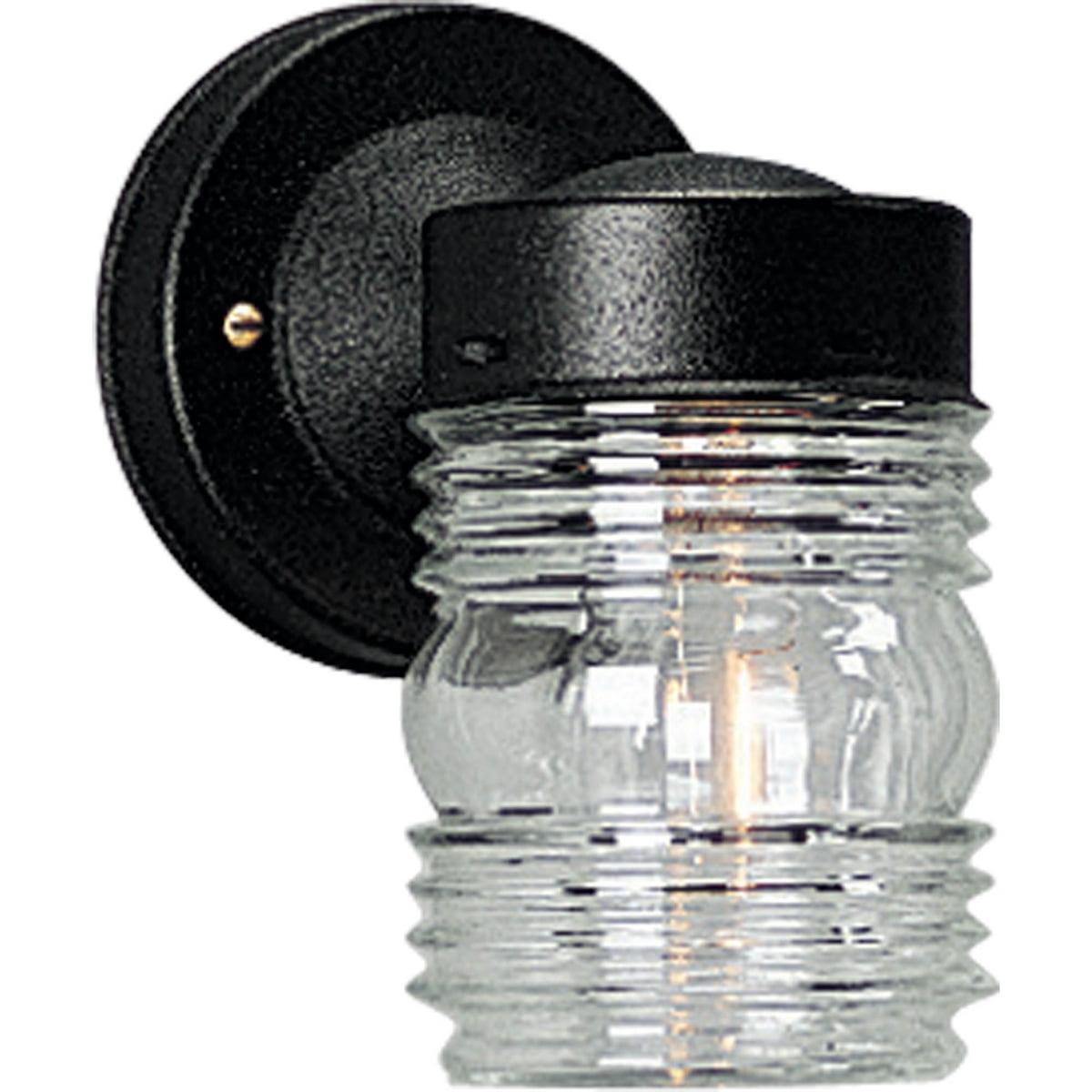 Black Jelly Jar Outdoor Wall Lantern with Clear Marine Glass