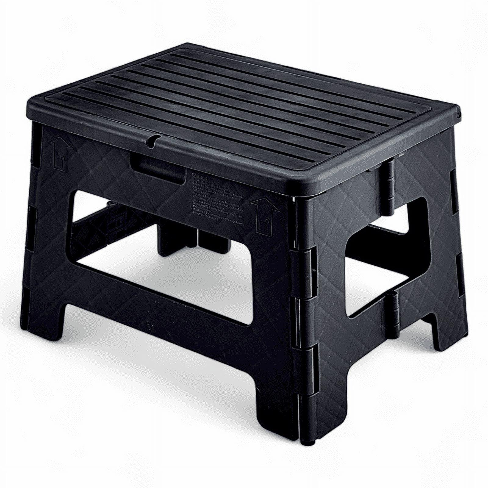 One Step Folding Stool Lightweight and Portable 300 lbs. Working Load Franklin, Black