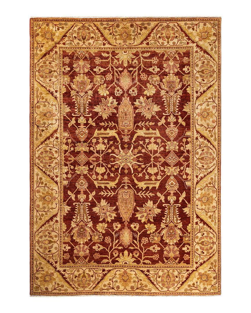 Handmade Oriental Wool Area Rug in Orange and Sand