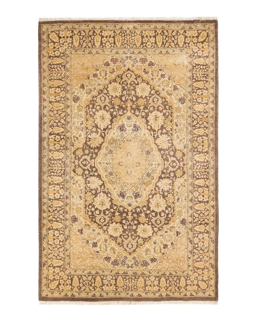 Heirloom Floral Hand-Knotted Wool Rug in Brown, 4' x 6'