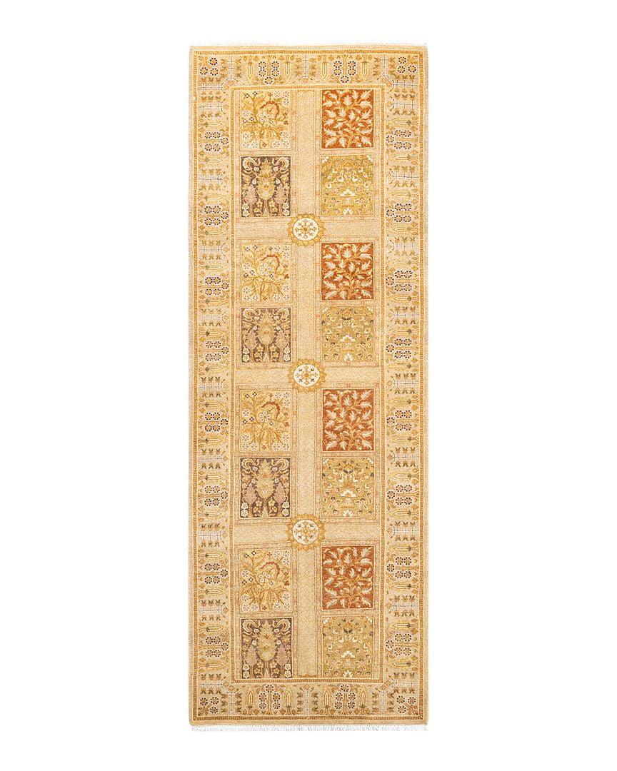 Ivory Hand-Knotted Wool Traditional Runner Rug