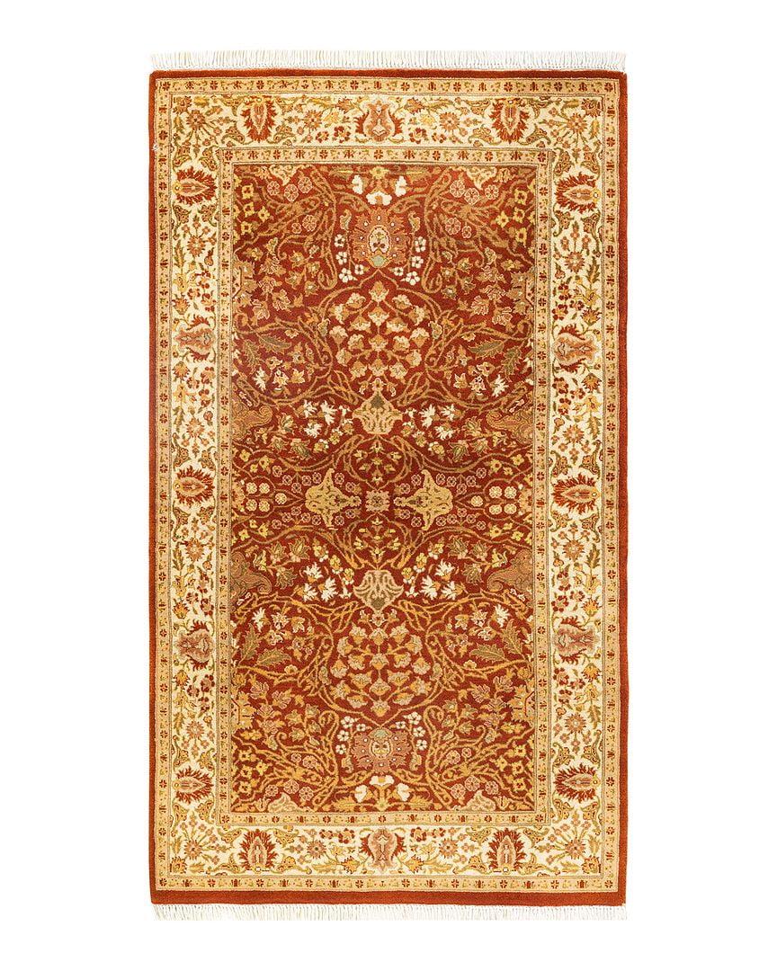 Hand-Knotted Red Wool Rectangular Area Rug 3' 1" x 5' 4"