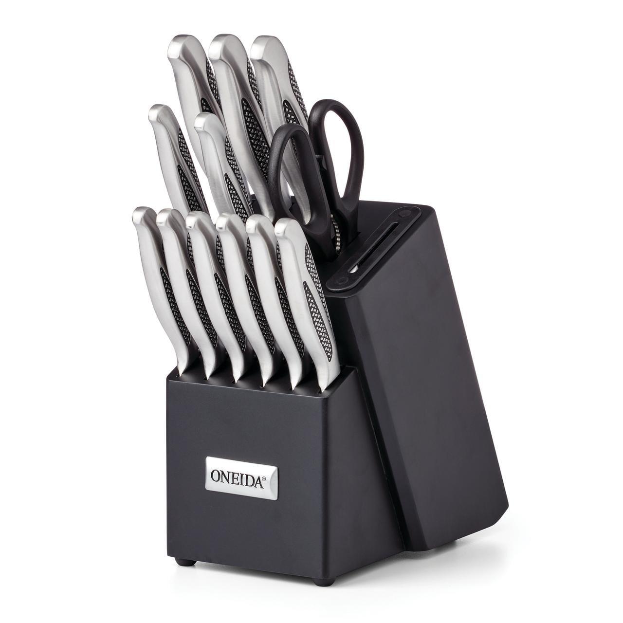 Oneida Crosshatch 14Pc Cutlery Block Set W/ Sharpener