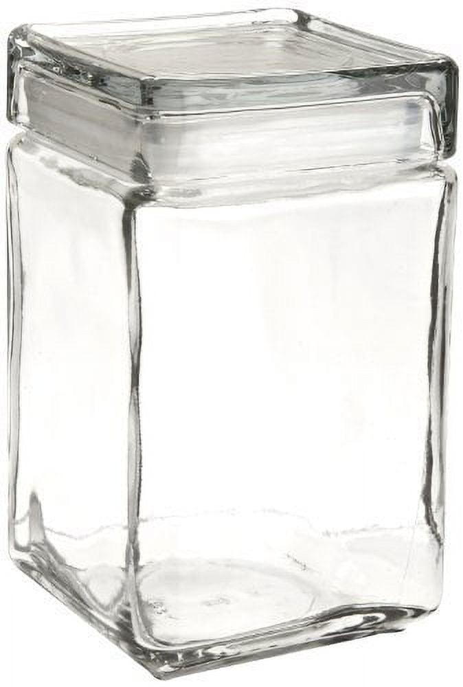 Clear Stackable Square Glass Storage Jars with Lids, Set of 4