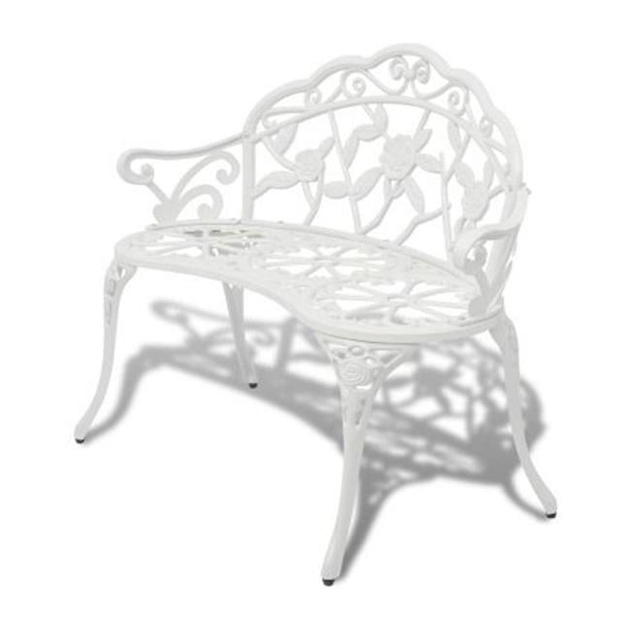 Outdoor Patio Bench Garden Bench Furniture with Armrests Cast Aluminum