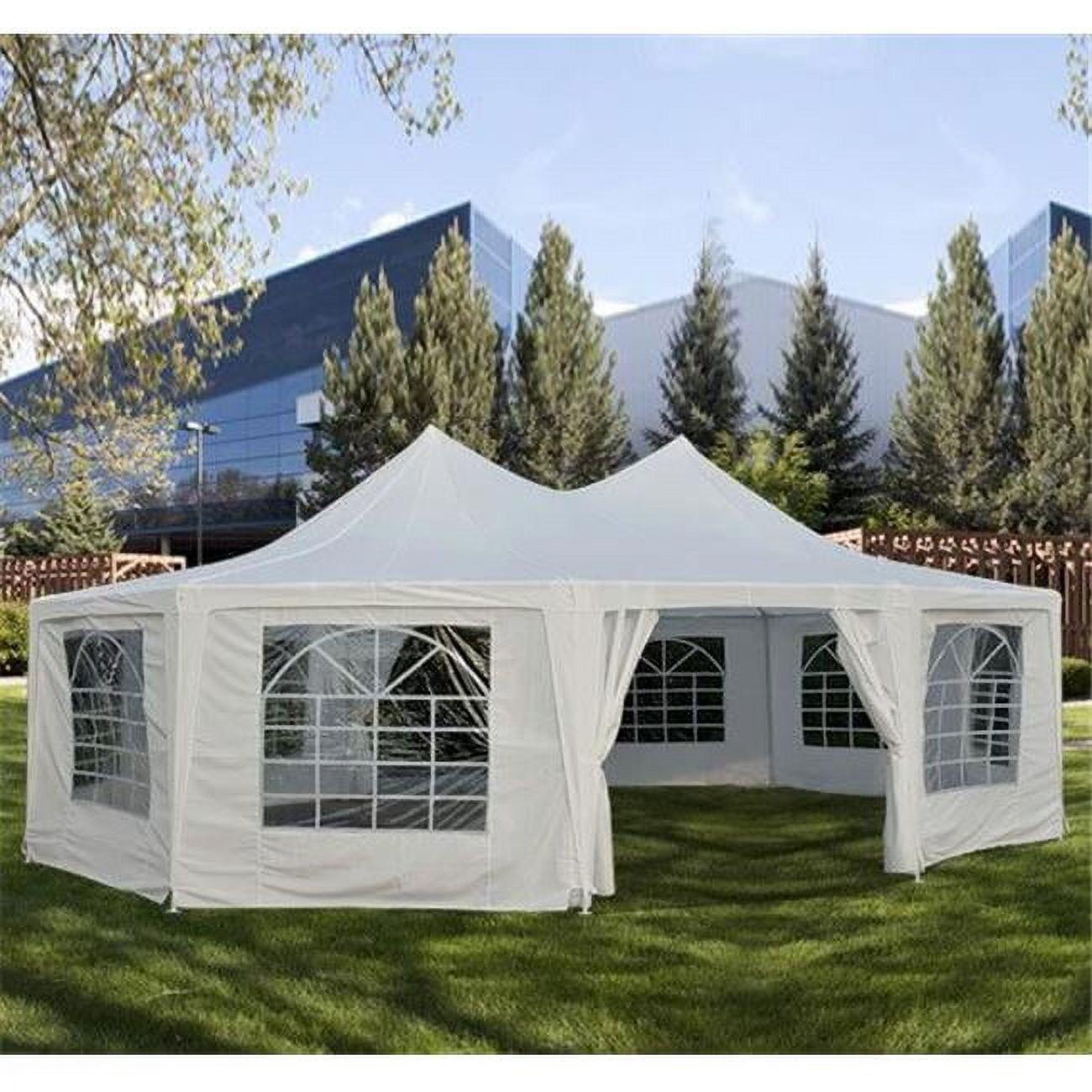 White Decagonal Outdoor Event Tent with Cathedral Windows