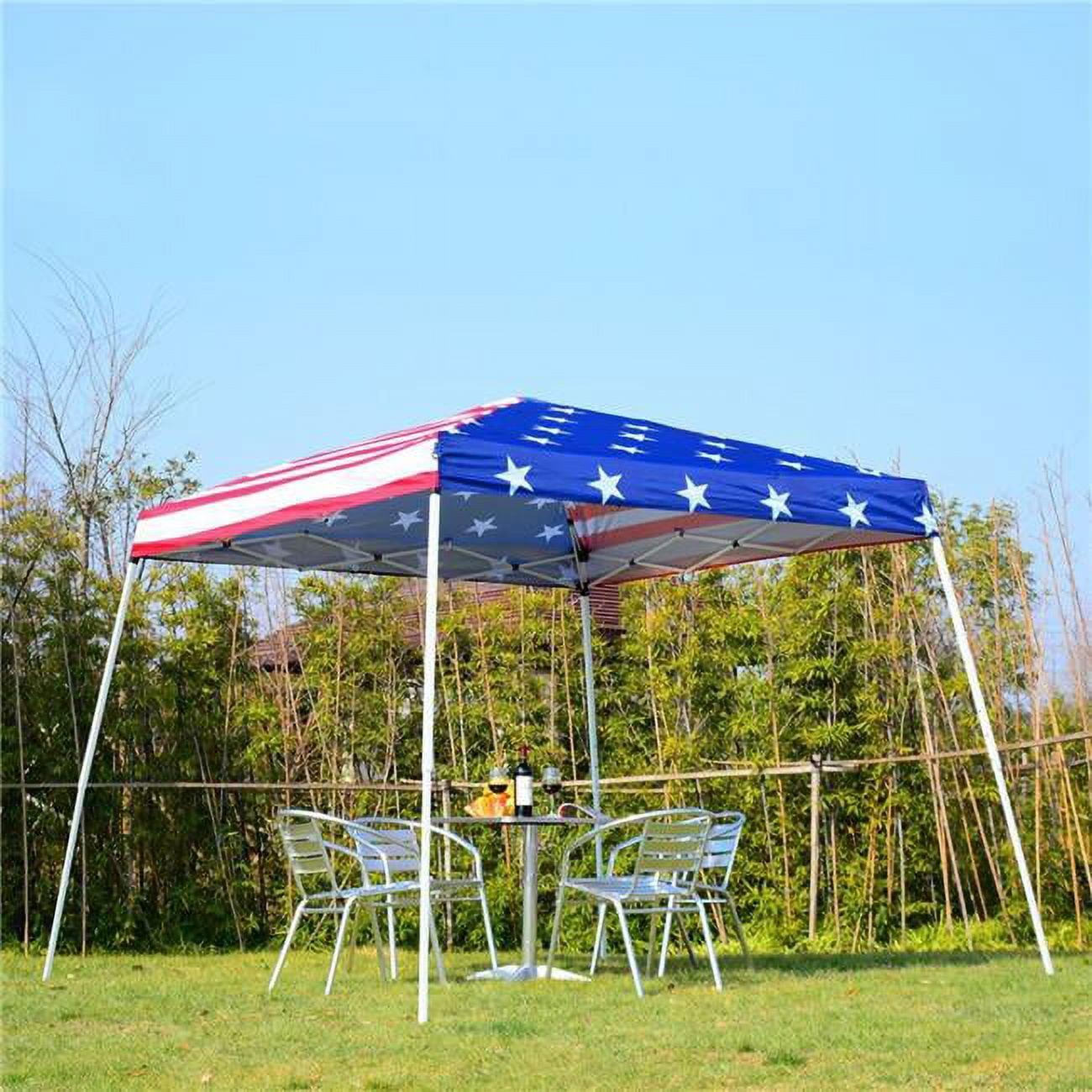 10x10 Recreational Centerlok Canopy - Sto 'N Go, Silver Coated, 150D - RM100H American Flag