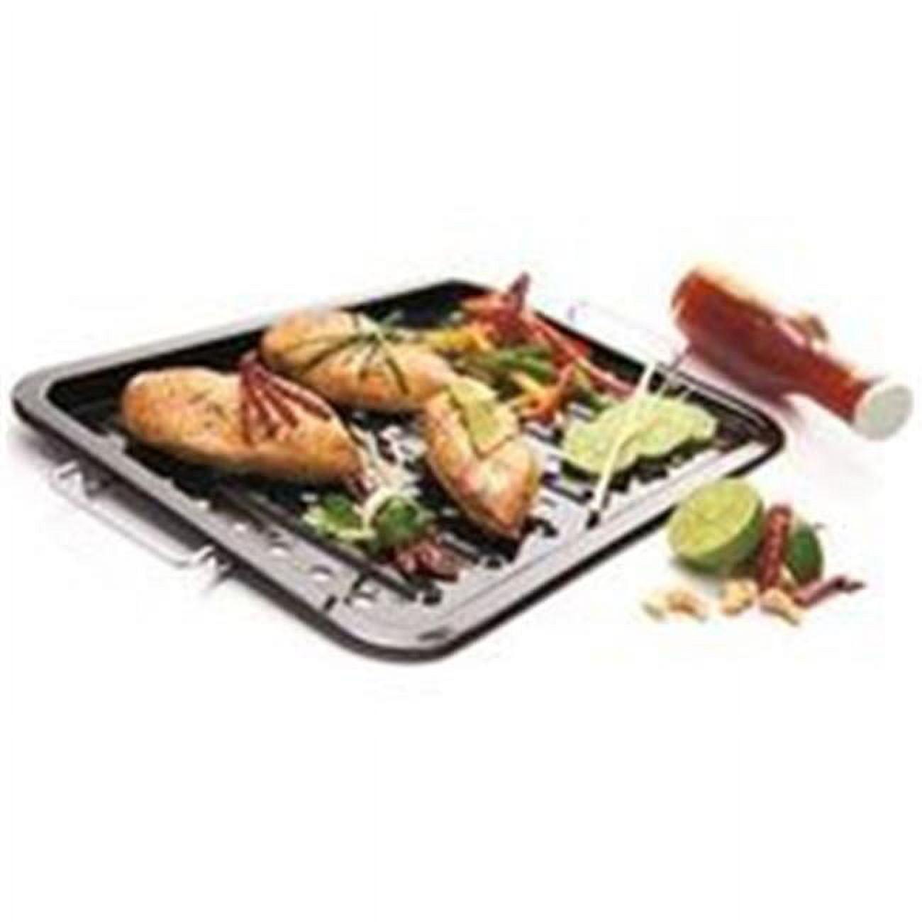 Black Porcelain Grill Topper with Stainless Steel Handles