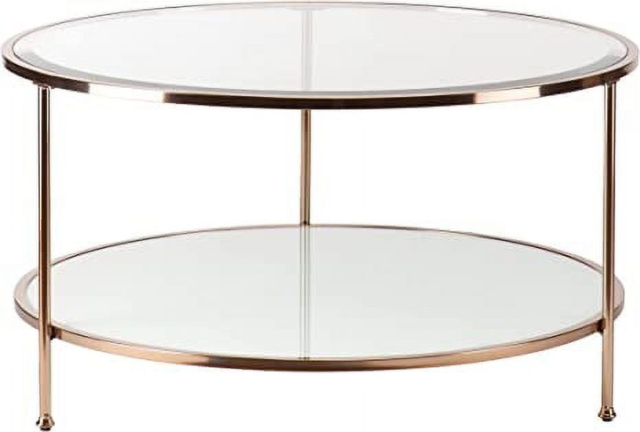 Glamorous Round Gold and White Glass Cocktail Table