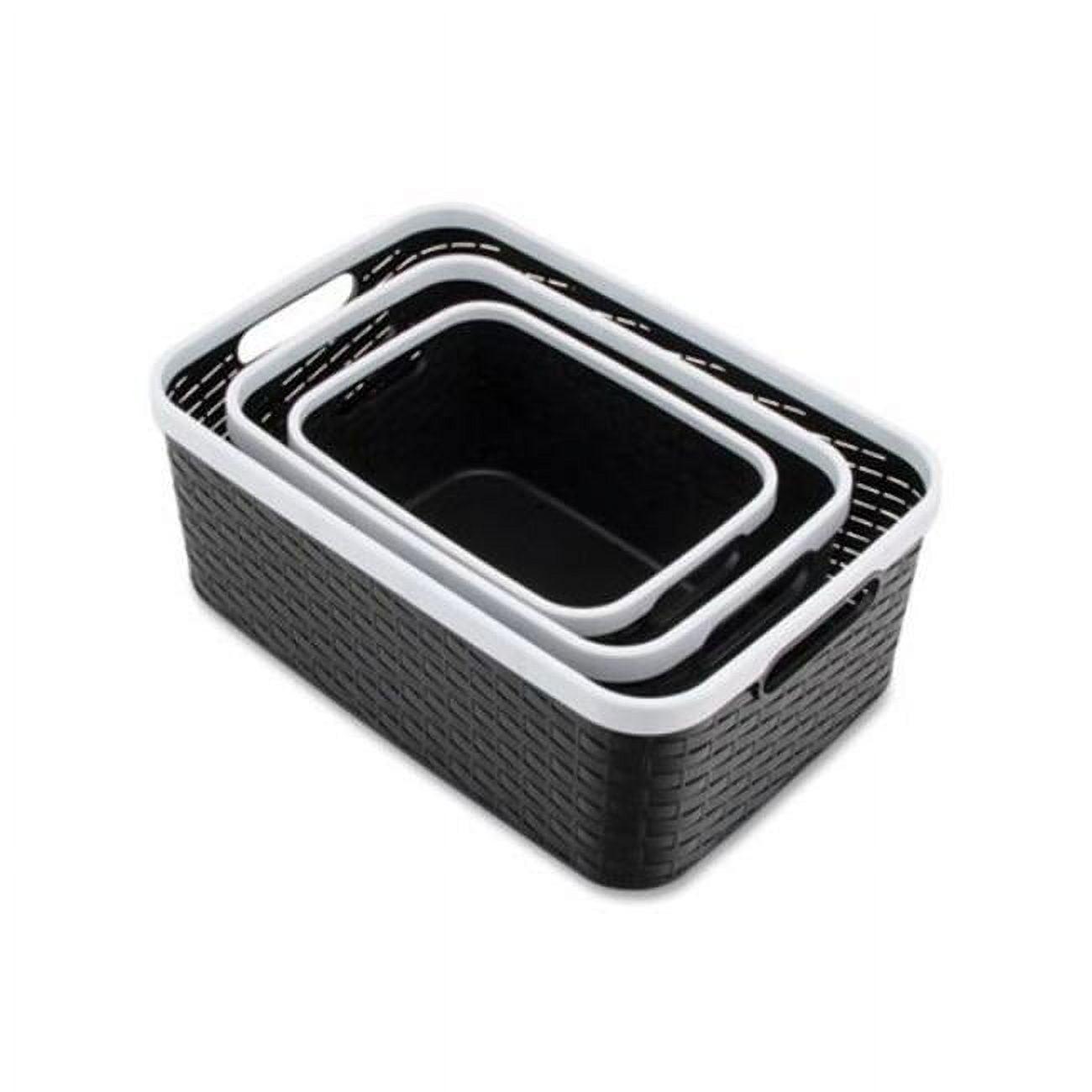 Advantus Open Lid Storage Bin Black/White 3/Pack (39220)