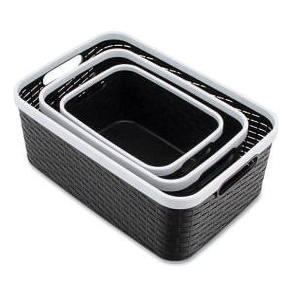 Advantus Open Lid Storage Bin Black/White 3/Pack (39220)