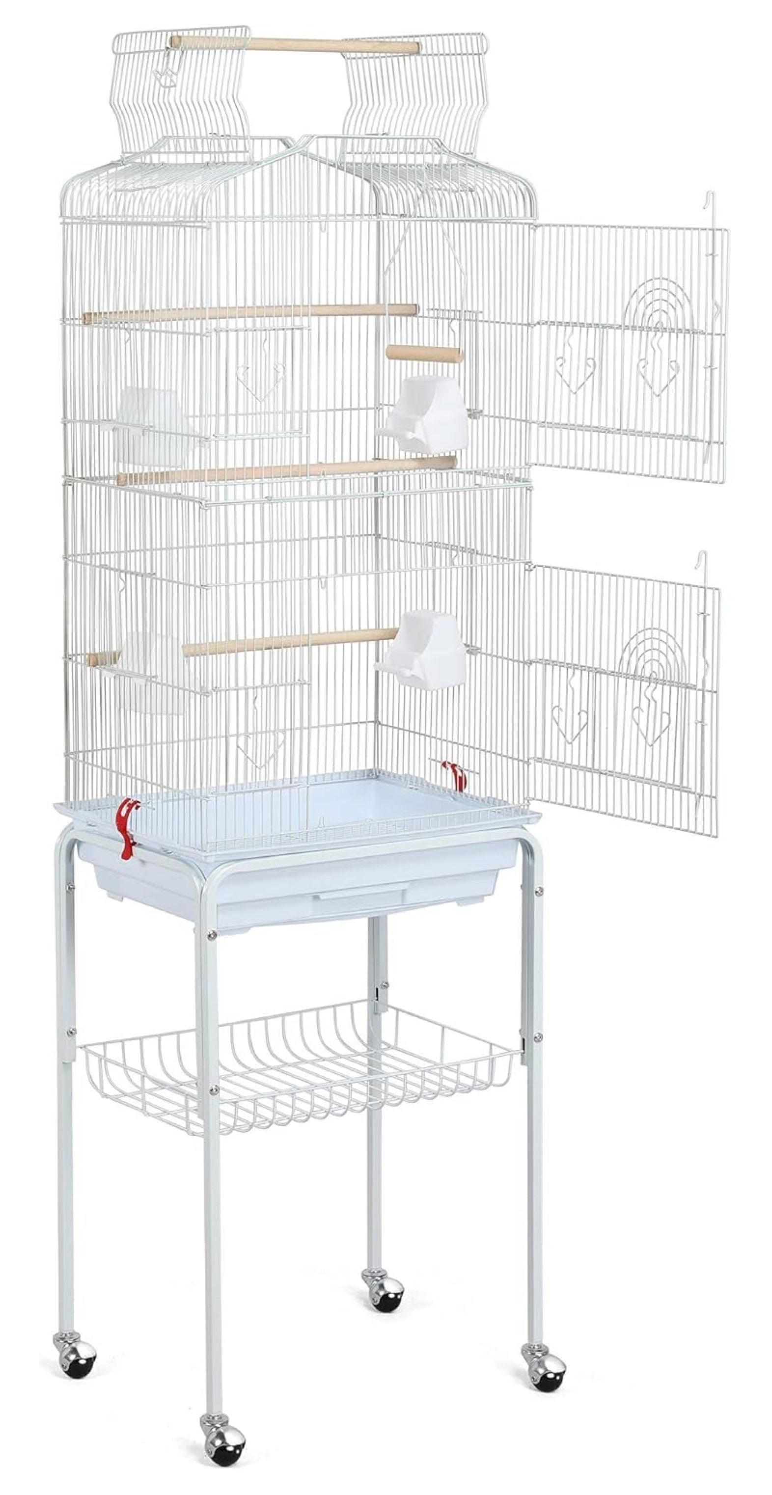 Yaheetech Open Top Metal Bird Cage Large Rolling Parrot Cage With Stand