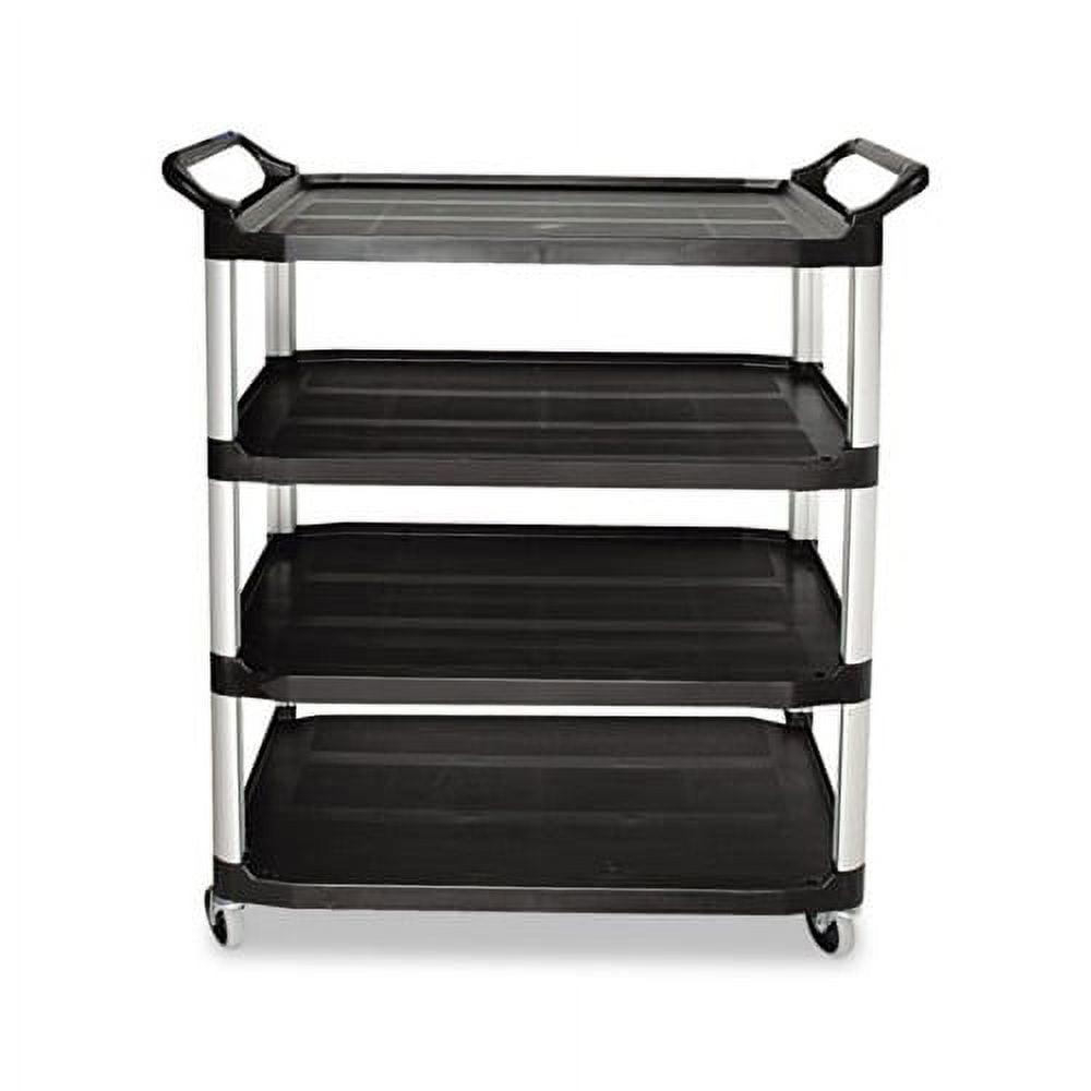 Sleek Black 4-Shelf Utility Cart with Durable Metal Frame