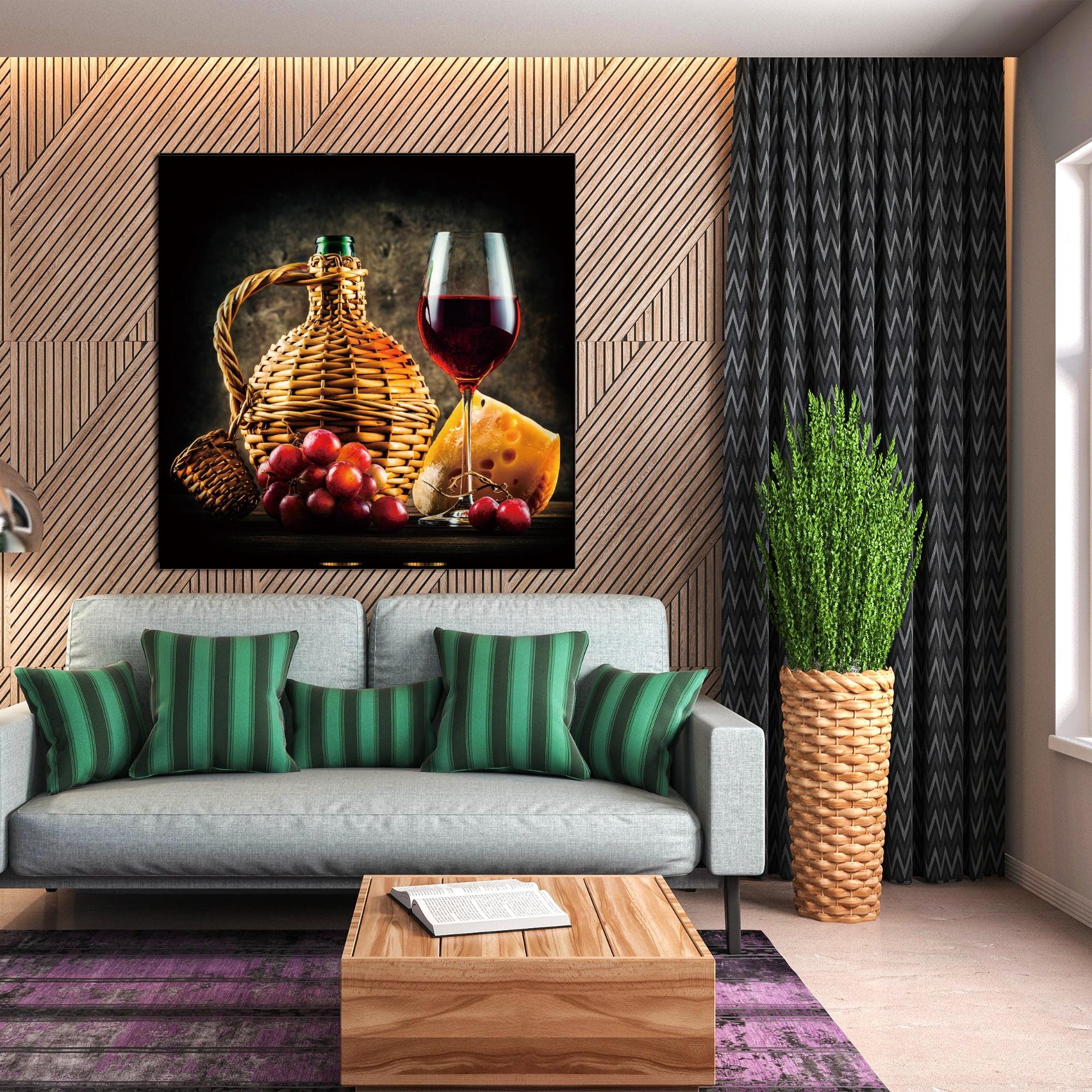 Oppidan Home Framed "Wine and Cheese Pairing" Acrylic Wall Art (48"H x 48"W)