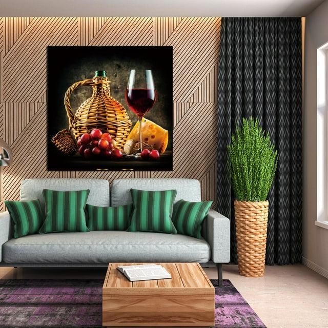 Oppidan Home Framed "Wine and Cheese Pairing" Acrylic Wall Art (48"H x 48"W)