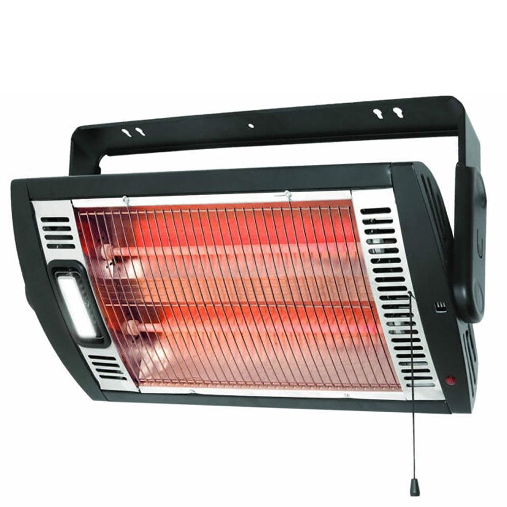 Black Ceiling Mounted Quartz Garage Heater with Halogen Light