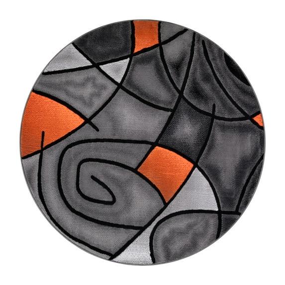 Flash Furniture Jubilee Collection 5' x 5' Round Orange Abstract Area Rug - Olefin Rug with Jute Backing - Living Room, Bedroom, Family Room