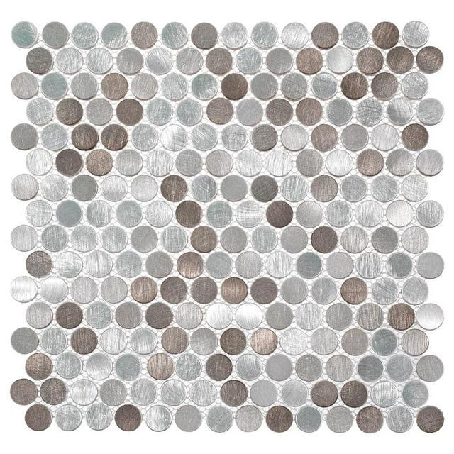 Orb 3/4" Metal Penny Round Mosaic Tile Shower Wall, Kitchen Backsplash and Wall Tile