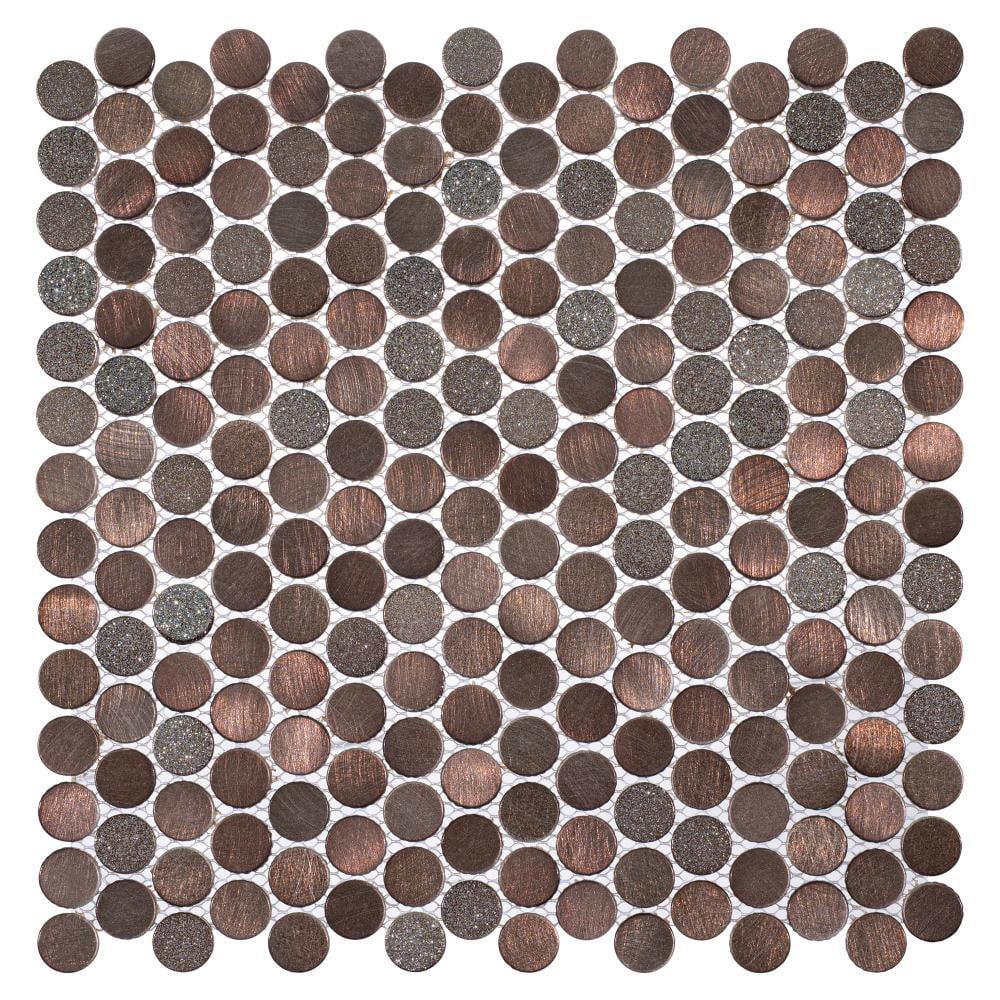 Orb 3/4" Metal Penny Round Mosaic Tile Shower Wall, Kitchen Backsplash and Wall Tile