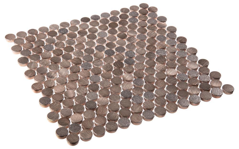 Orb 3/4" Metal Penny Round Mosaic Tile Shower Wall, Kitchen Backsplash and Wall Tile