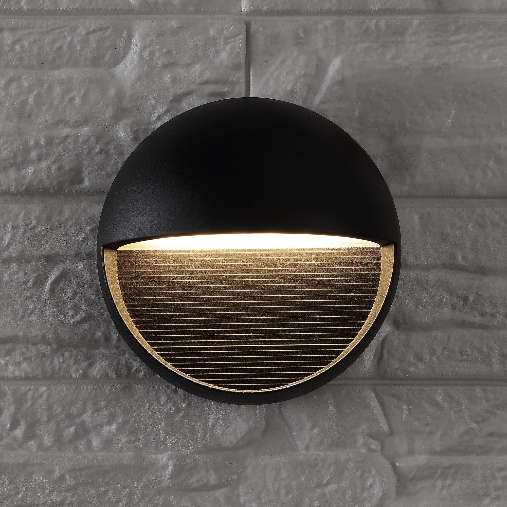 Orbe 6.25" Black Iron Outdoor LED Wall Sconce