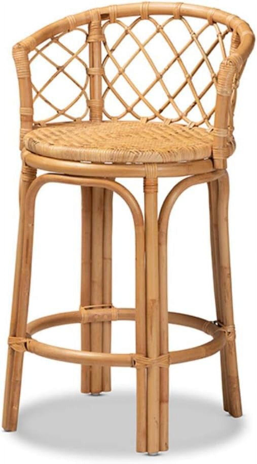 Orchard Rattan Counter Height Barstool Natural/Brown - bali & pari: Bohemian Style, No Assembly, 250lb Capacity