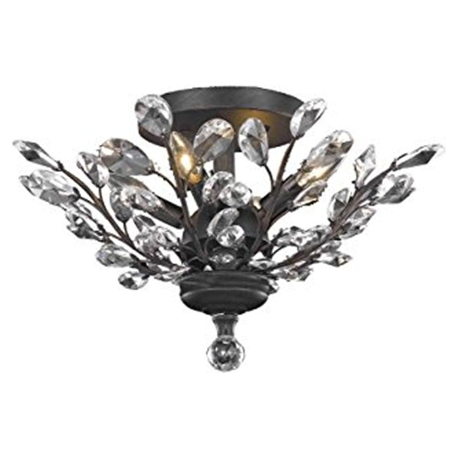 Elegant Lighting Orchid 4 light Dark Bronze Flush Mount Clear Royal Cut Crystal