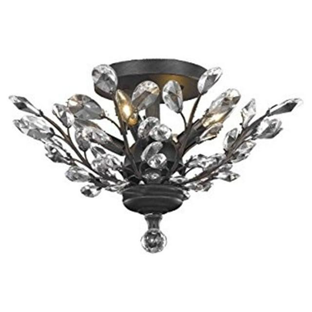 Elegant Lighting Orchid 4 light Dark Bronze Flush Mount Clear Royal Cut Crystal