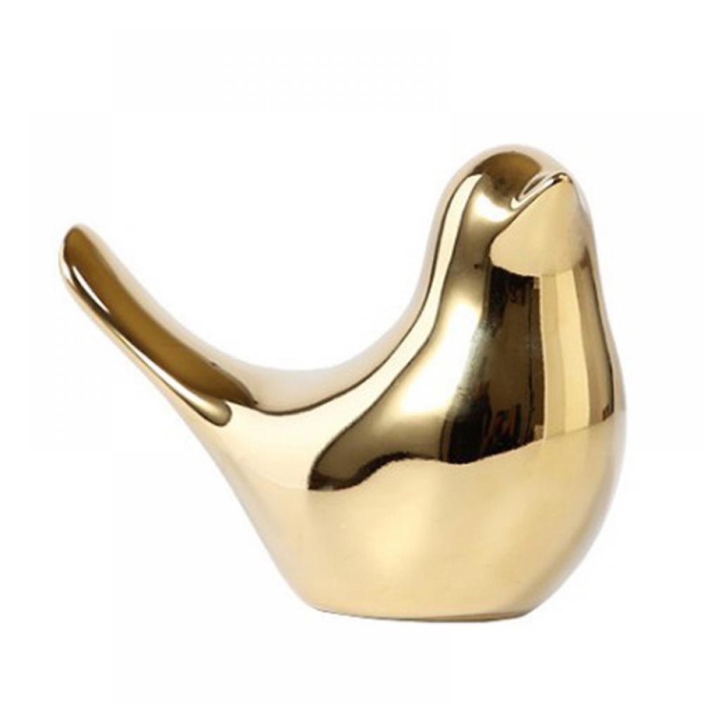 Gold Ceramic Bird Statues for Table Decor