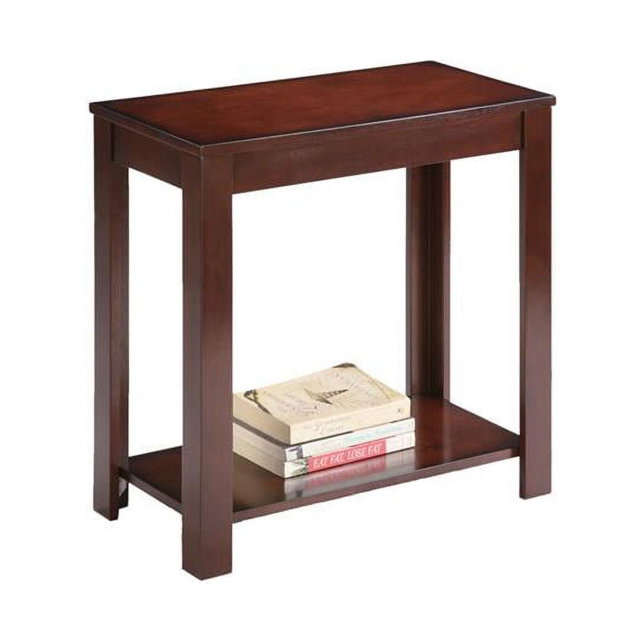 Sleek Transitional Espresso Chairside Table with Fixed Shelf