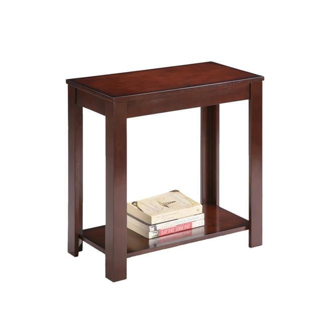 Sleek Transitional Espresso Chairside Table with Fixed Shelf