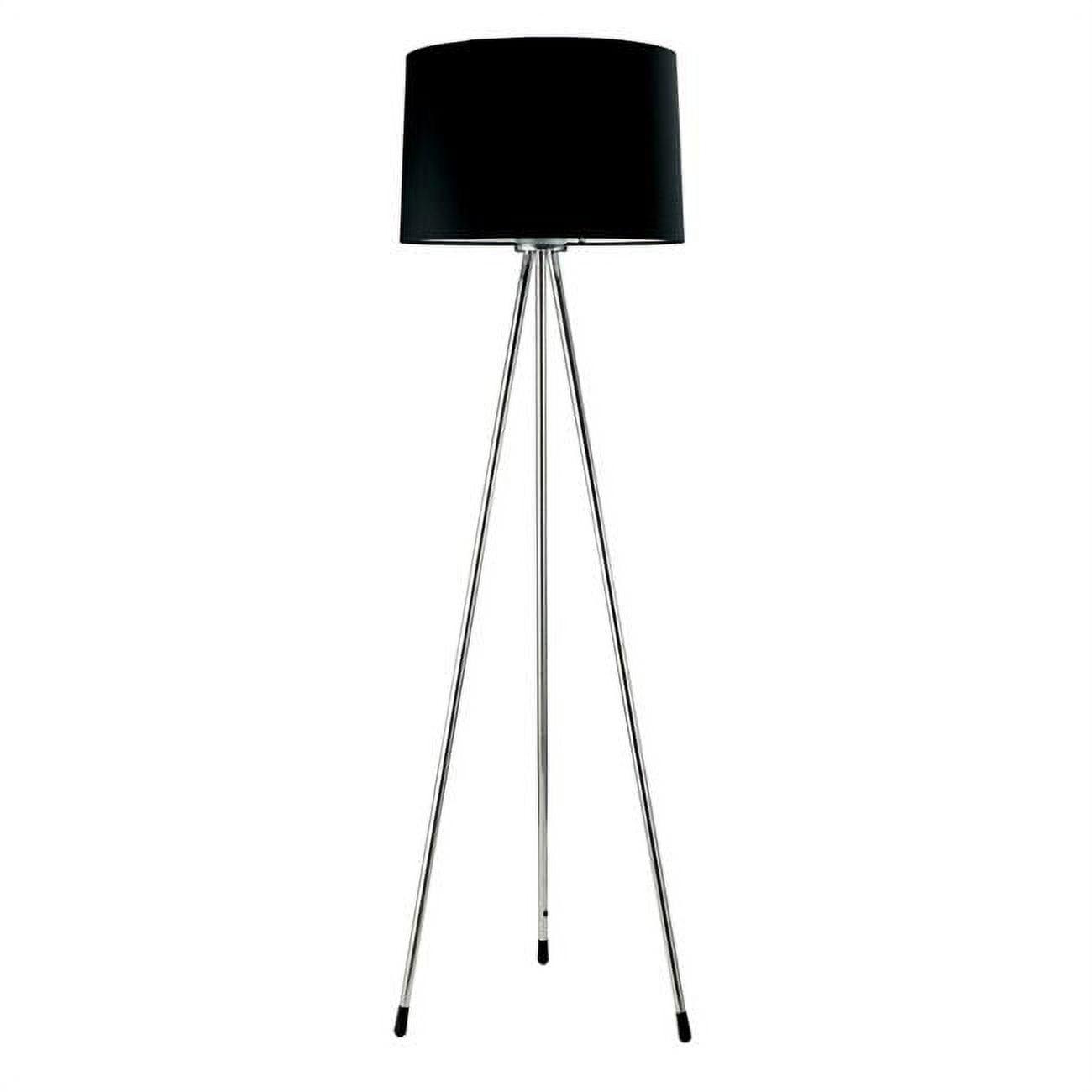 Black Tripod Floor Lamp with White Fabric Shade