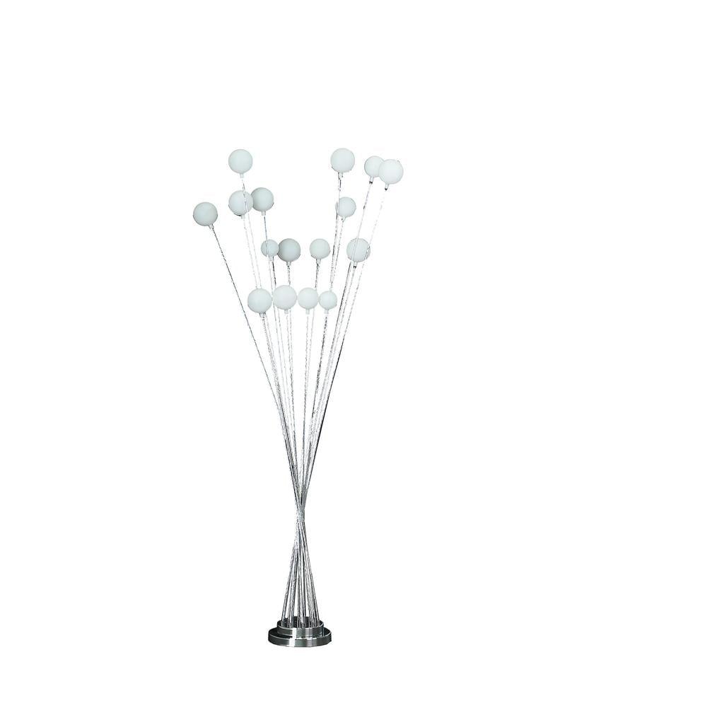 Ore International 16-Light Acrylic Globe Aluminun Led Chrysanthe Silver Chrome Metal Floor Lamp