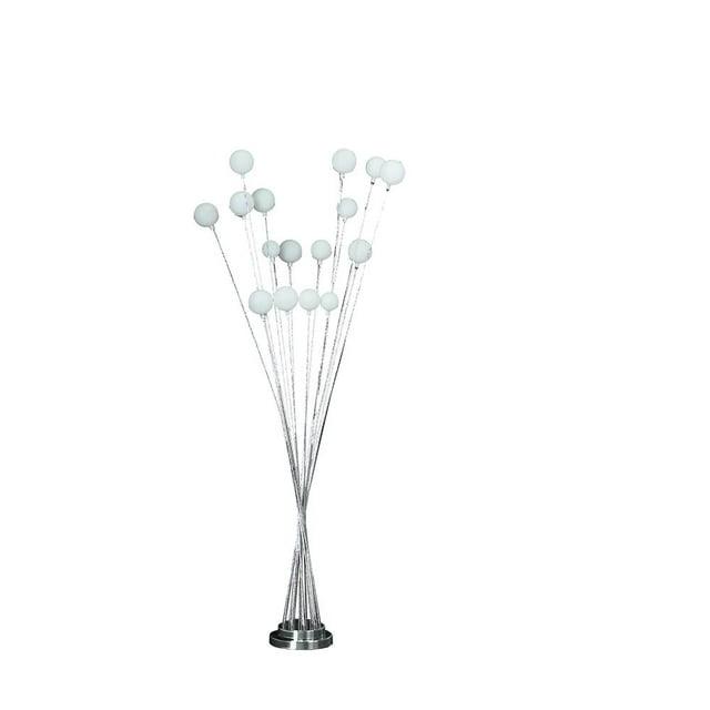 Ore International 16-Light Acrylic Globe Aluminun Led Chrysanthe Silver Chrome Metal Floor Lamp