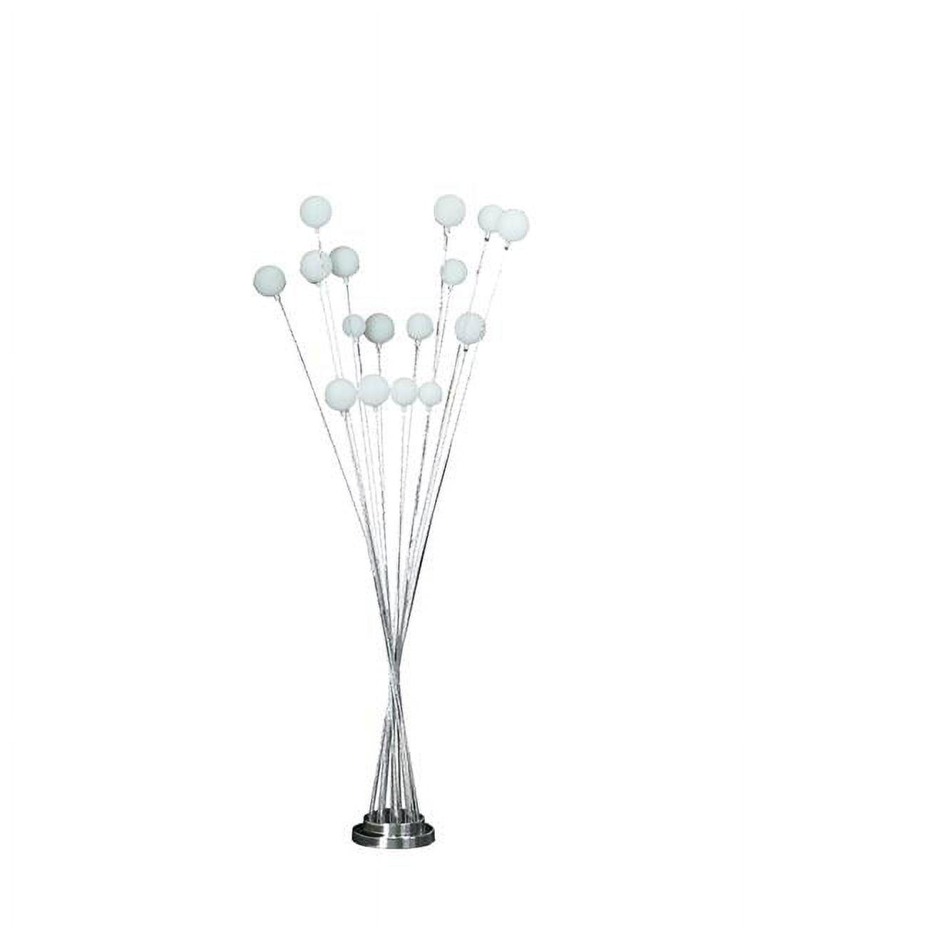 61.5" Silver Chrome Multi-Arm LED Floor Lamp with Glass Orbs