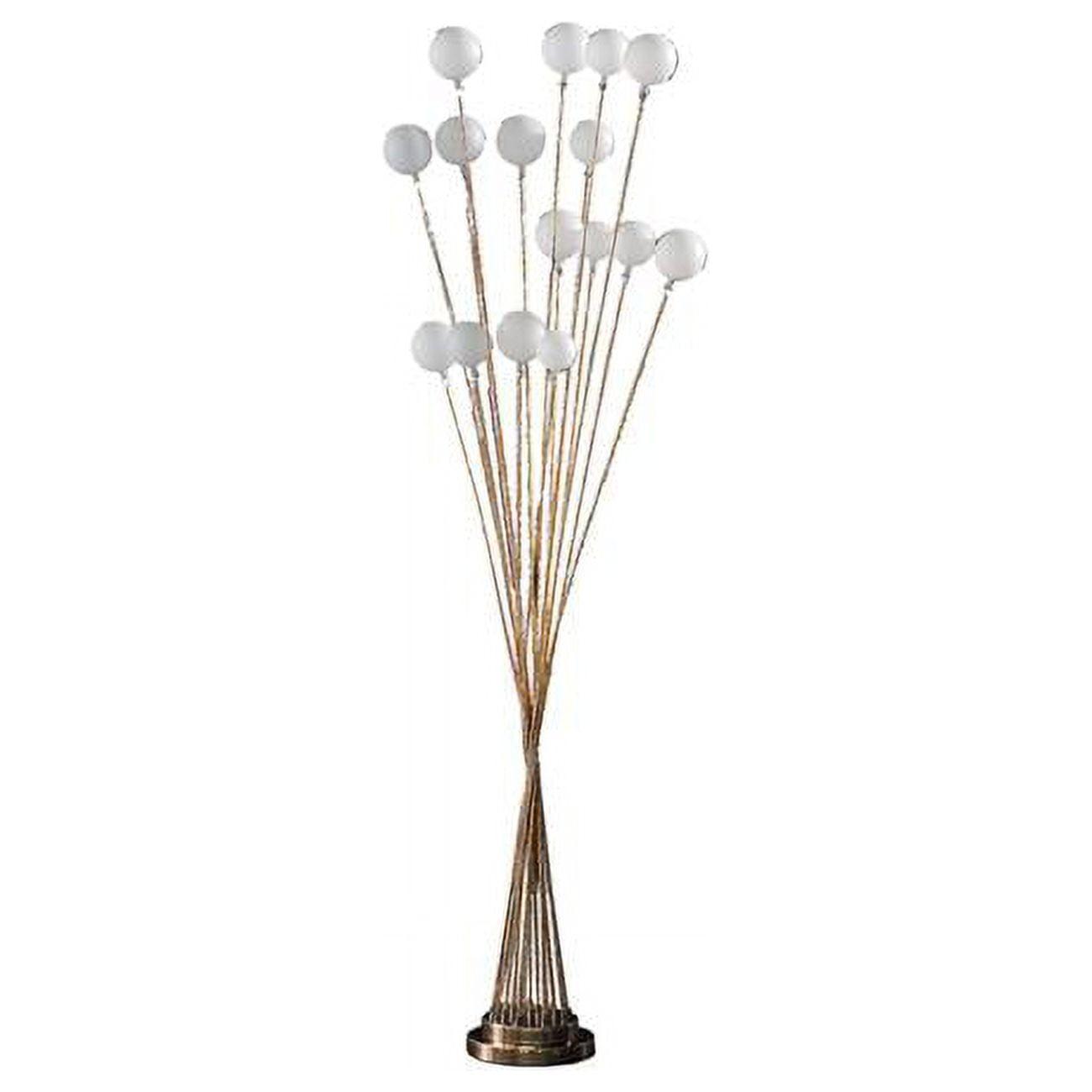 Aurora Geometric 61.5" Gold Metal LED Tree Floor Lamp with White Orbs