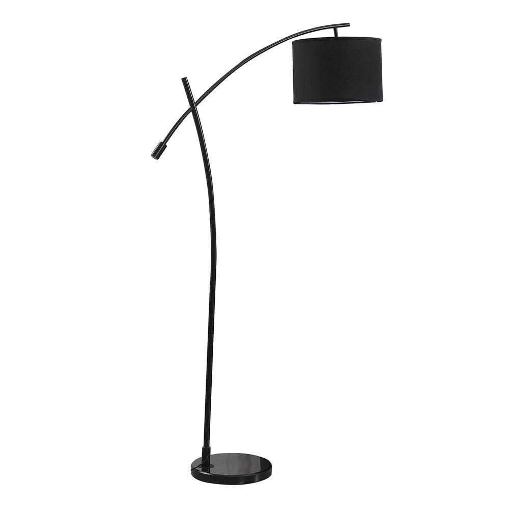 Oscar 65" Adjustable Black Metal Arc Floor Lamp with Marble Base