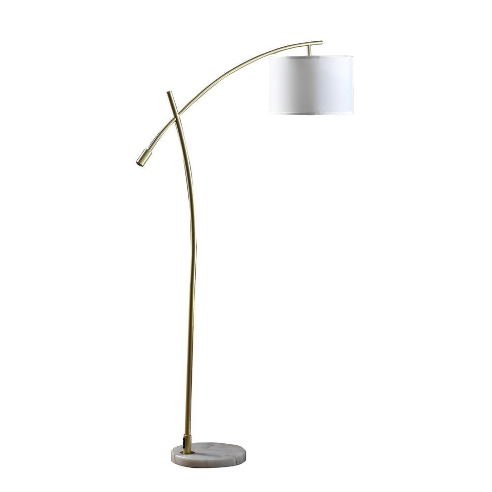 34'' Adjustable White Metal Pendulum Floor Lamp with Marble Base
