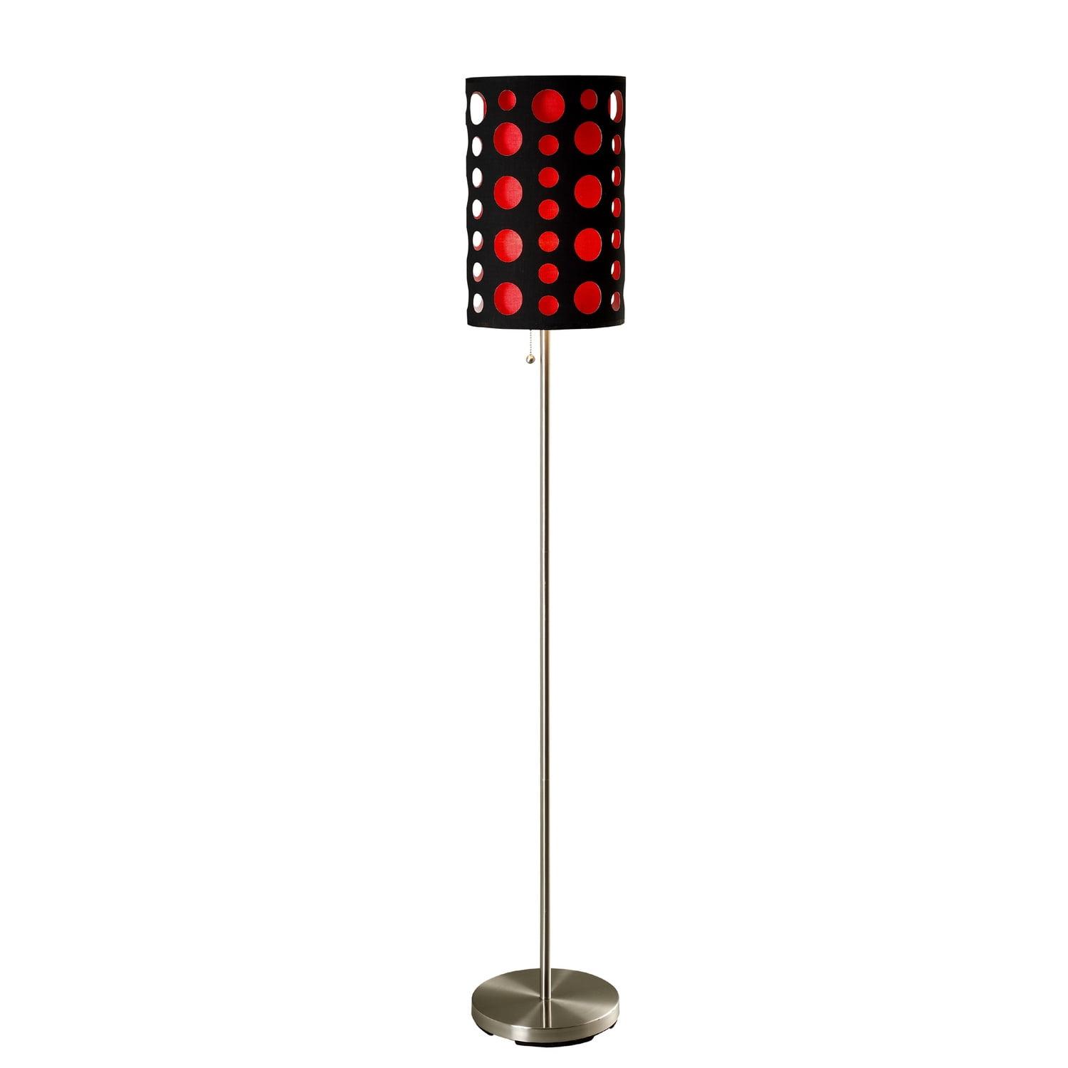 Modern Retro 66" Black-Red Dual-Shade Floor Lamp