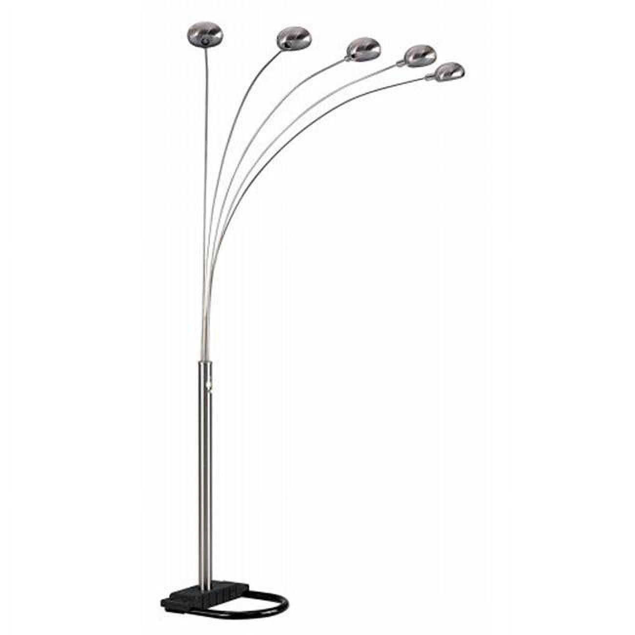 Modern Satin Nickel Adjustable Multi-Head Arc Floor Lamp with Dimmer