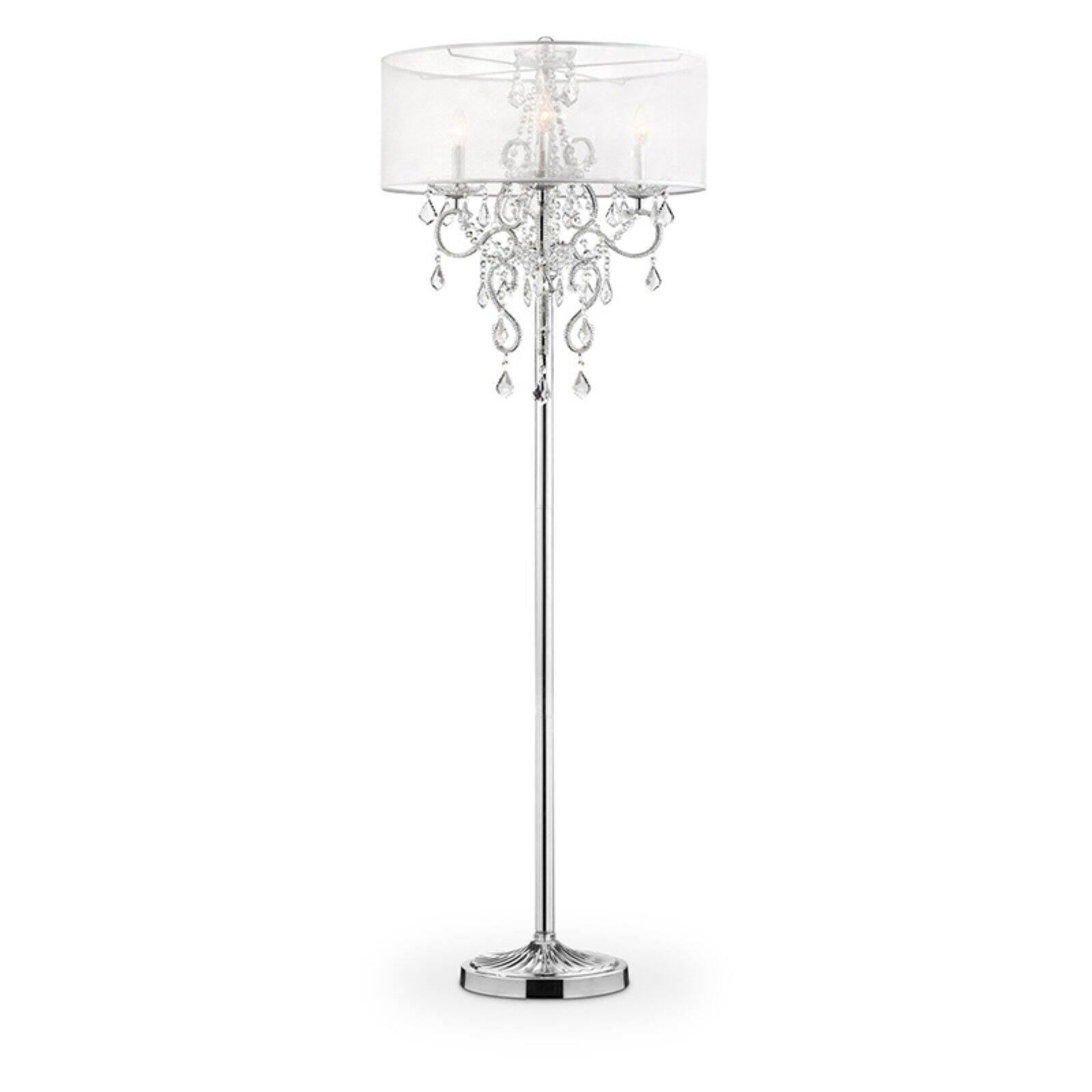 Evangelia Silver Chrome Crystal Embellished Floor Lamp