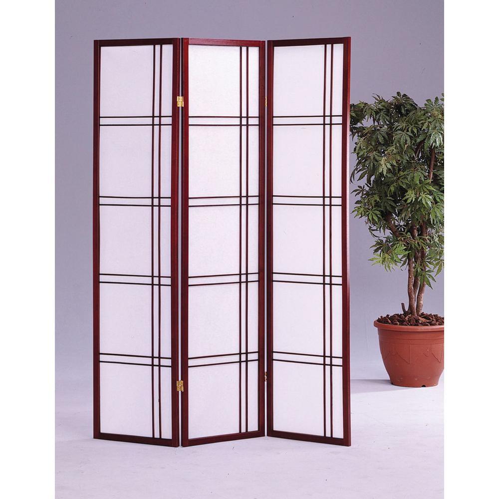 Girard 3 Panel Room Divider Cherry - Ore International: Shoji-Inspired, Light-Filtering, Hardwood Frame, No Assembly Required