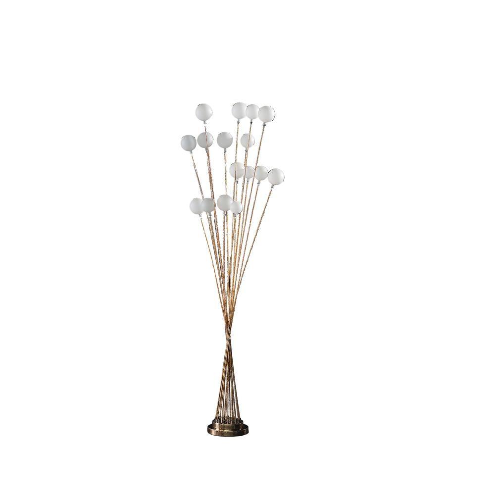 61.5 in. 16-Light Acrylic Globe Aluminun LED Chrysanthe Metal Floor Lamp, Yellow & Gold