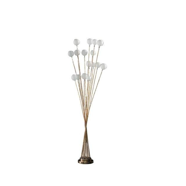 61.5 in. 16-Light Acrylic Globe Aluminun LED Chrysanthe Metal Floor Lamp, Yellow & Gold