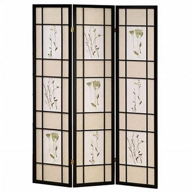 Ore International  3 Panel Shoji Screen  -  Black