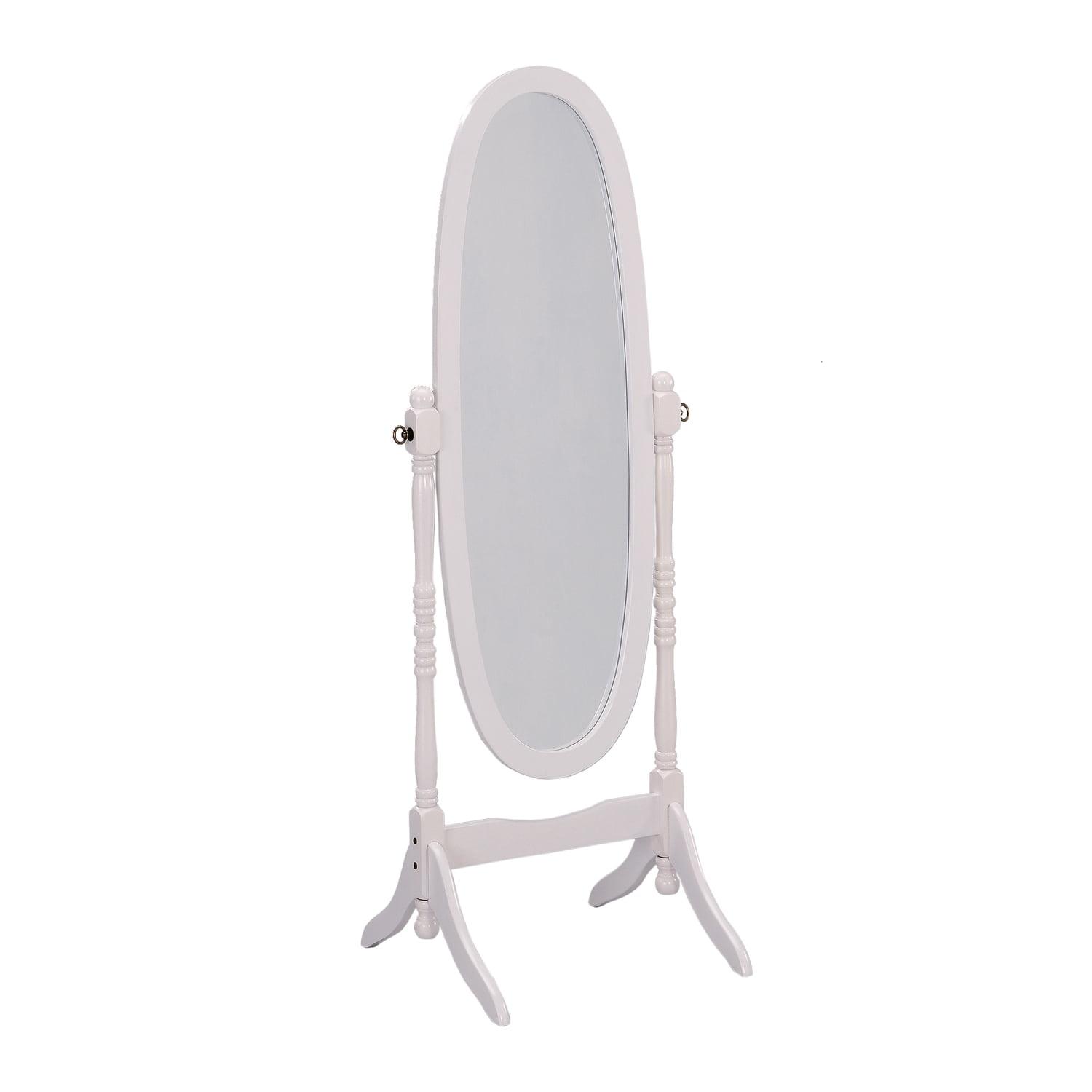 Cheval Mirror Ore International White: Oval Freestanding, Bedroom-Ready, 59.5" Tall