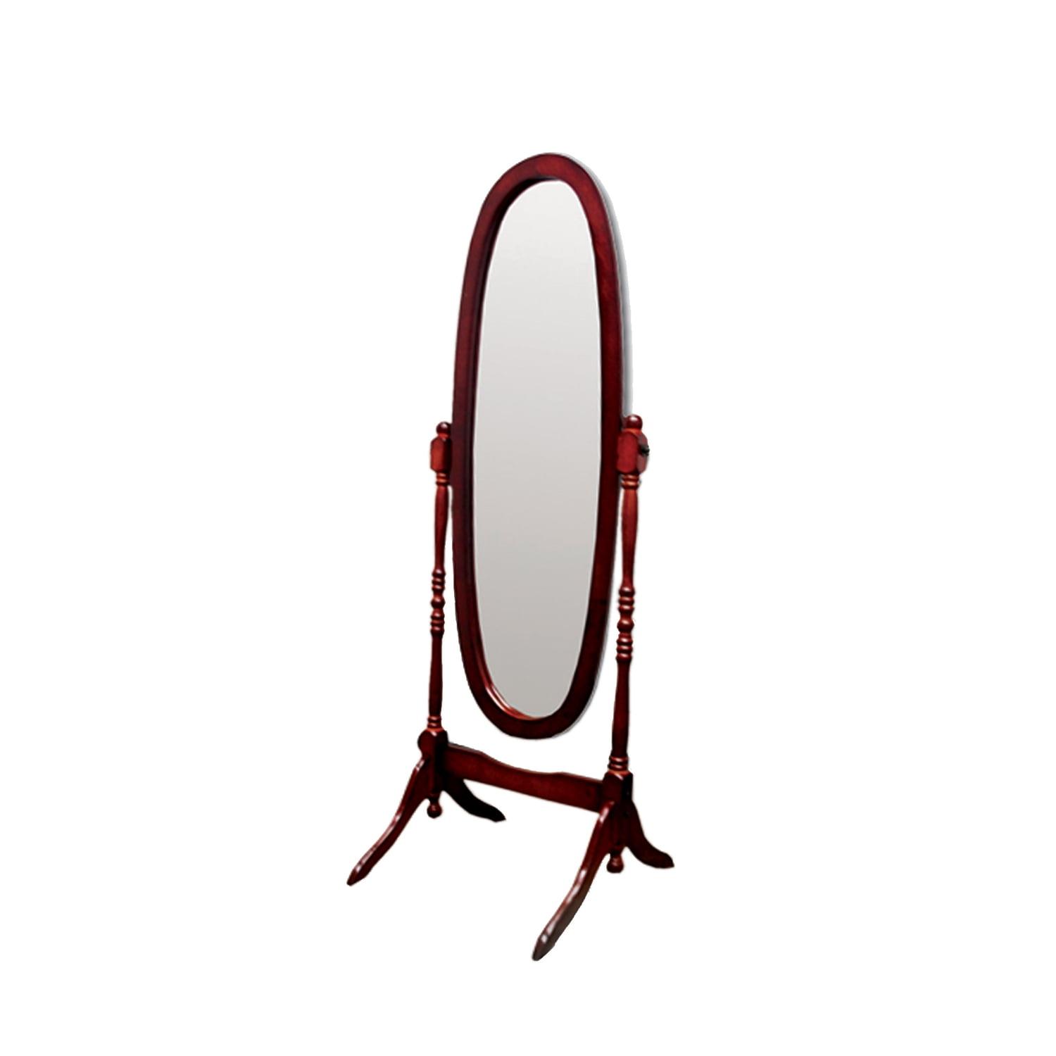 Elegant Oval Cherry Wood Freestanding Full-Length Mirror