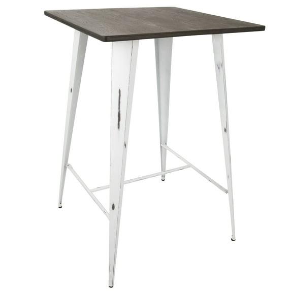 Oregon Bar Height Table with Vintage White Frame/Espresso Wood - LumiSource